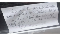 Nam sinh Hải Phòng xôn xao cộng đồng mạng vì bức thư xin lỗi trên kính ô tô