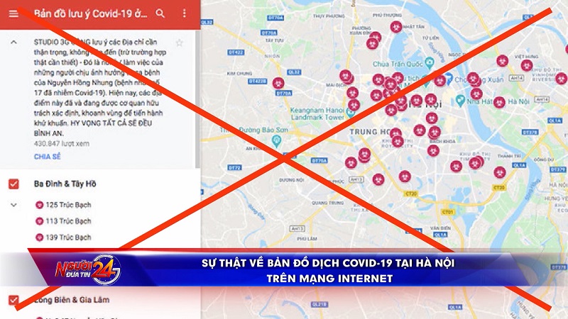 Sự thật về bản đồ dịch covid-19 tại Hà Nội trên mạng internet