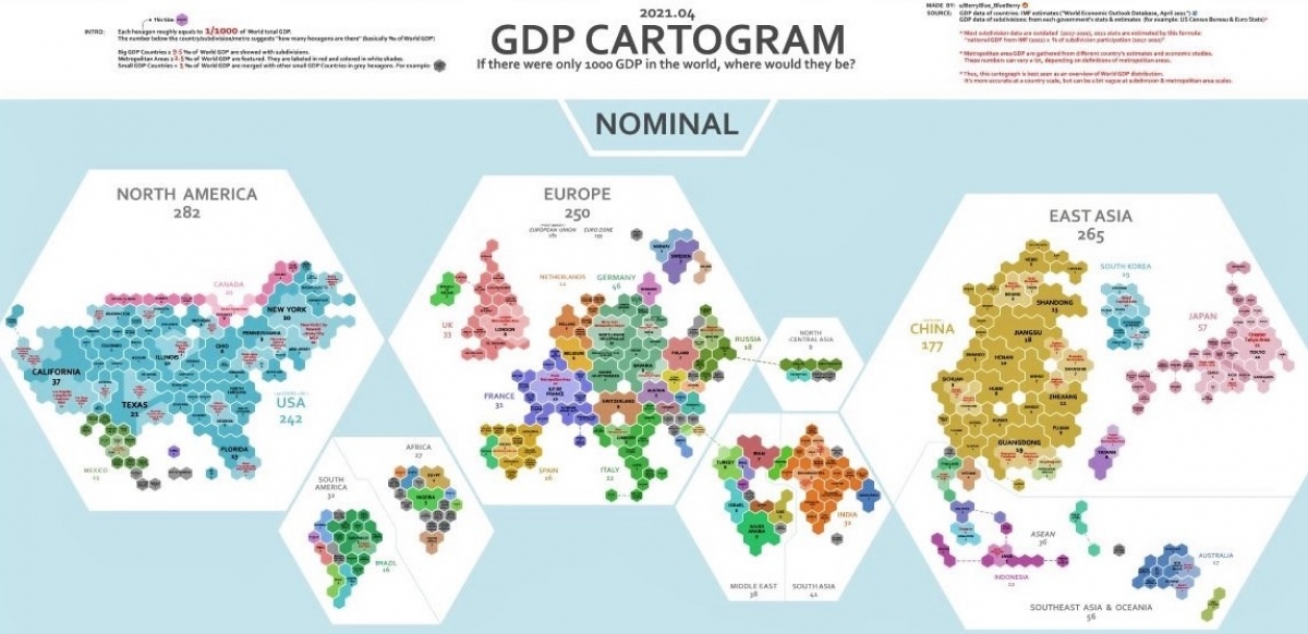 Khu vực nào có GDP cao nhất và thấp nhất toàn cầu?